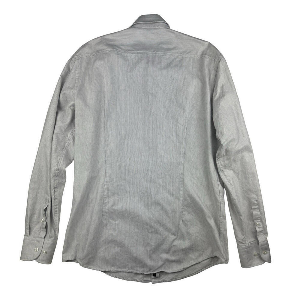 Hugo Boss H-HANK-kent Slim Fit Striped Dress Shirt Cotton White Size 41 L 16 - Picture 2 of 7